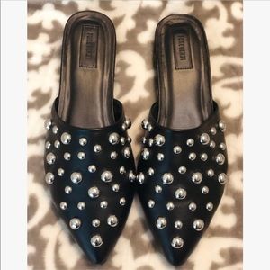Black studded mules